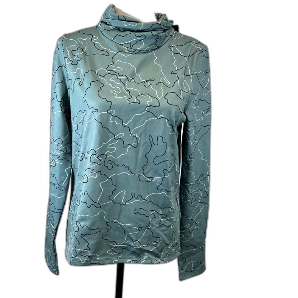 Under Armour sage green abstract print long sleeve mock neck top size small NWT